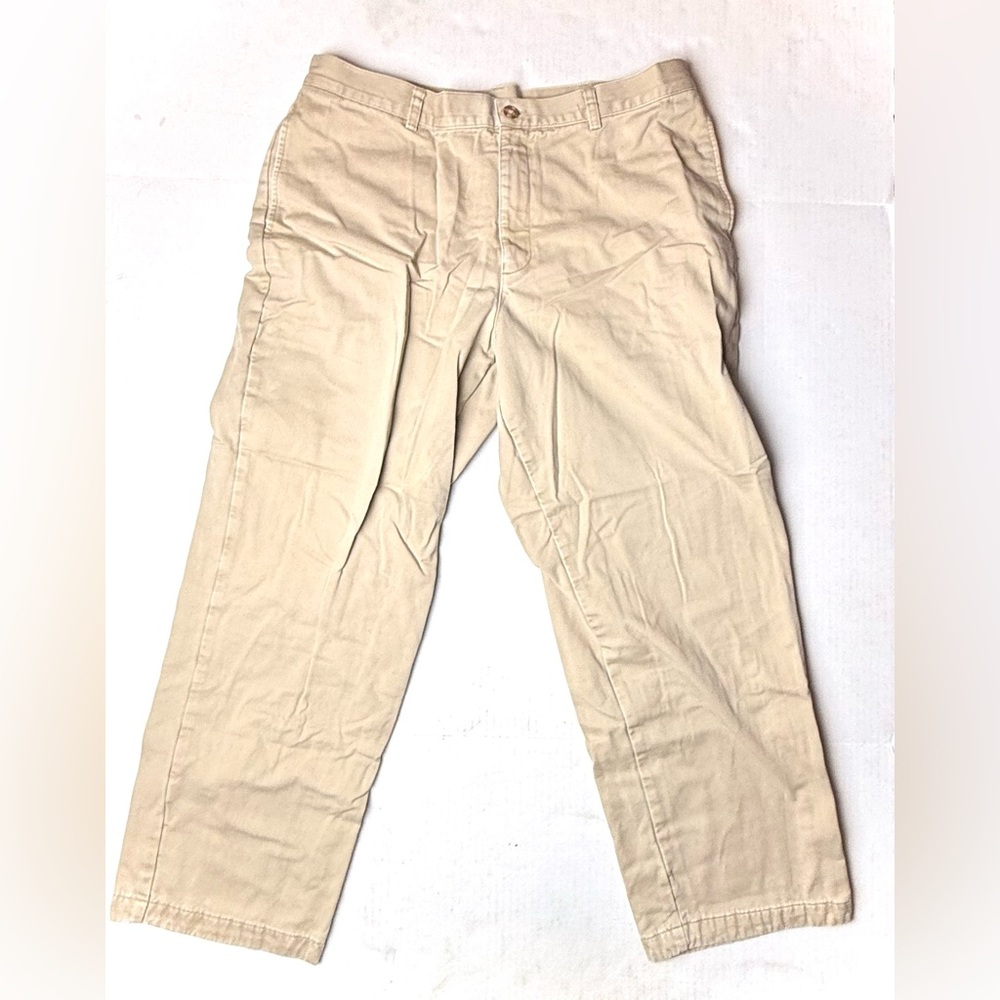 Vintage LL Bean Flannel Lined Chinos Natural Fit Khaki Mens 37x29‎ Cotton Pants